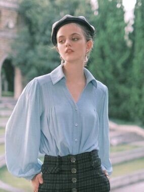 Petite Studio NYC Ellie Blouse Light Blue